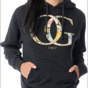OBEY OG Charcoal Gray Floral hoodie Women's